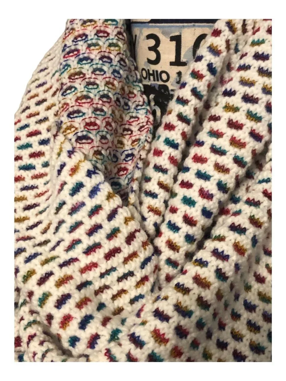 Talbots Multi Color Rainbow Tones Accent  Warm Textured Infinity Scarf